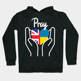 Pray For Ukraine, Pray For Peace, UK Supports Ukraine, UK Stands With Ukraine, Heart With Combined Flags Hoodie